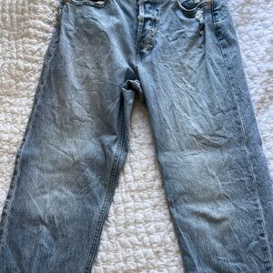 GAP Cheeky Straight High Rise Jeans - Light Blue Denim